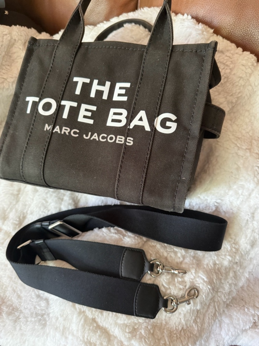 Marc Jacobs The Tote Bag  Canvas  in Black with Crossbody Strap- Small